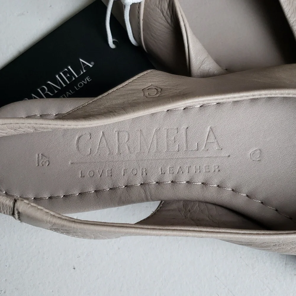 Carmela Women's Chic Beige Pointed Toe Slingback Flat Leather Loafers. NWT - Picture 8 of 14